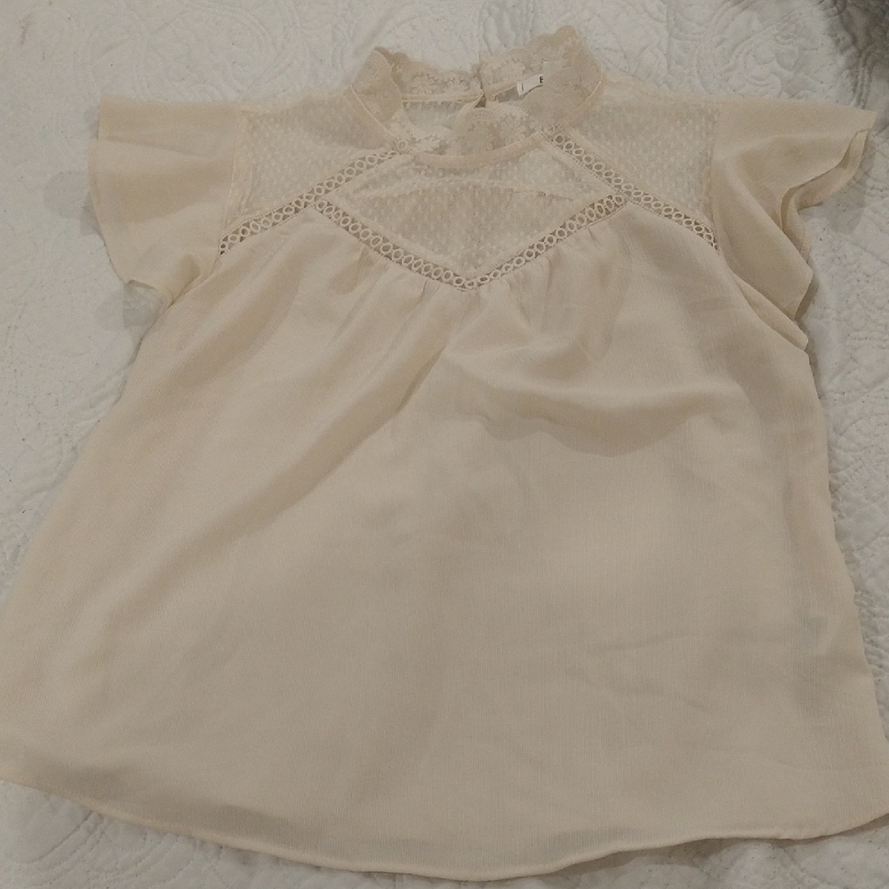 E&M Lace Trim Blouse